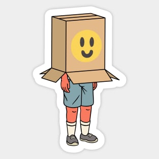 Boy in a cardboard box Sticker